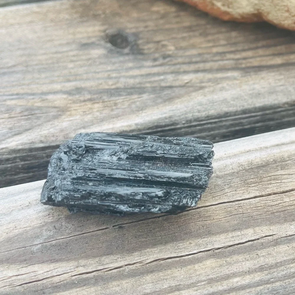 New Black Tourmaline Natural Crystal Free Form  Delicate Stone 34.5g